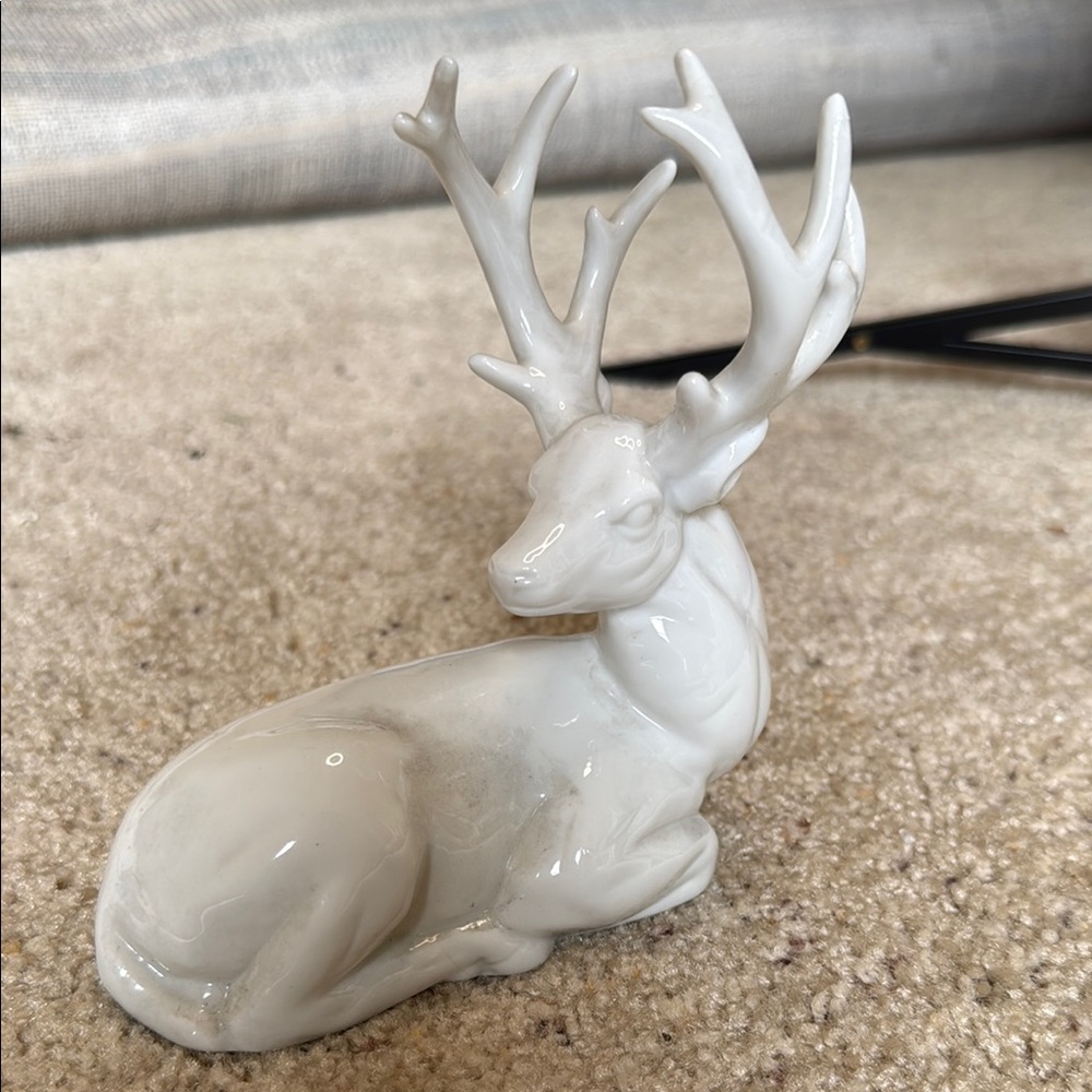 Elegant White Ceramic Deer Figurine